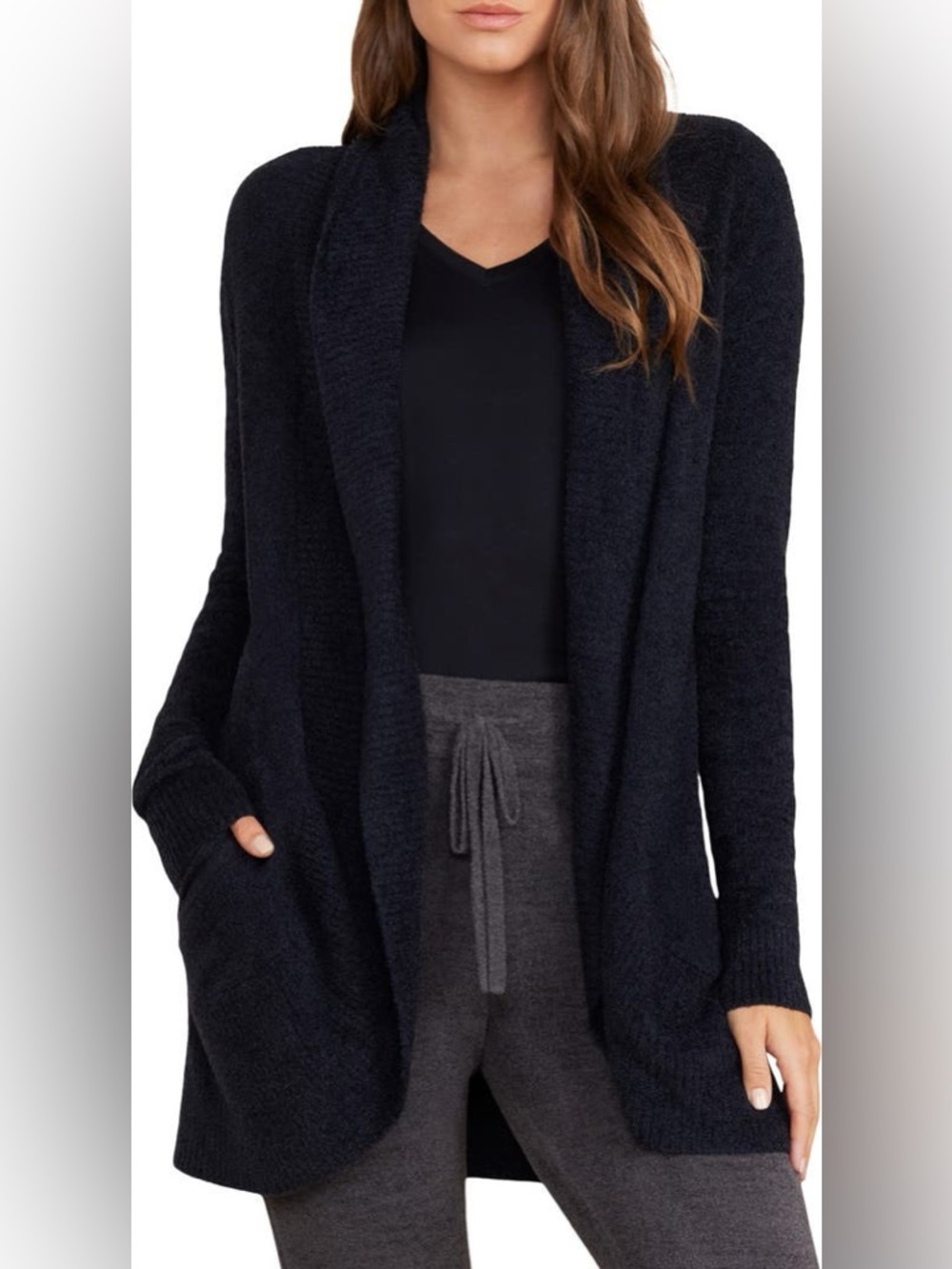 Barefoot Dreams CozyChic® Lite® Circle Cardigan Black Size M